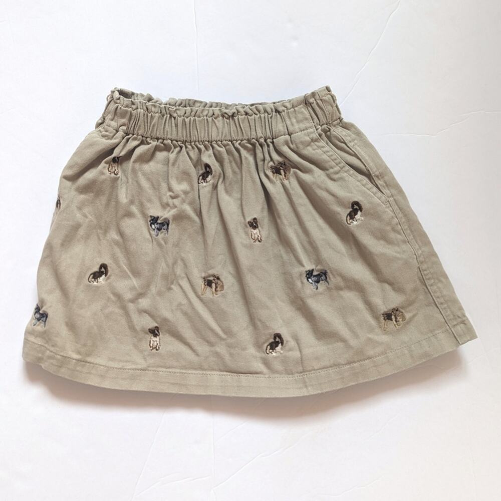 Polo Ralph Lauren Skirt Girls Sz 3T Tan Embroidered Dogs Preppy